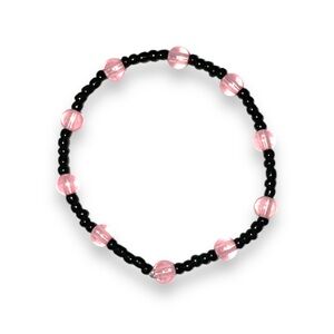 3 FOR $20 HANDCRAFTED Black Seed & Round Pink Beaded Bracelet